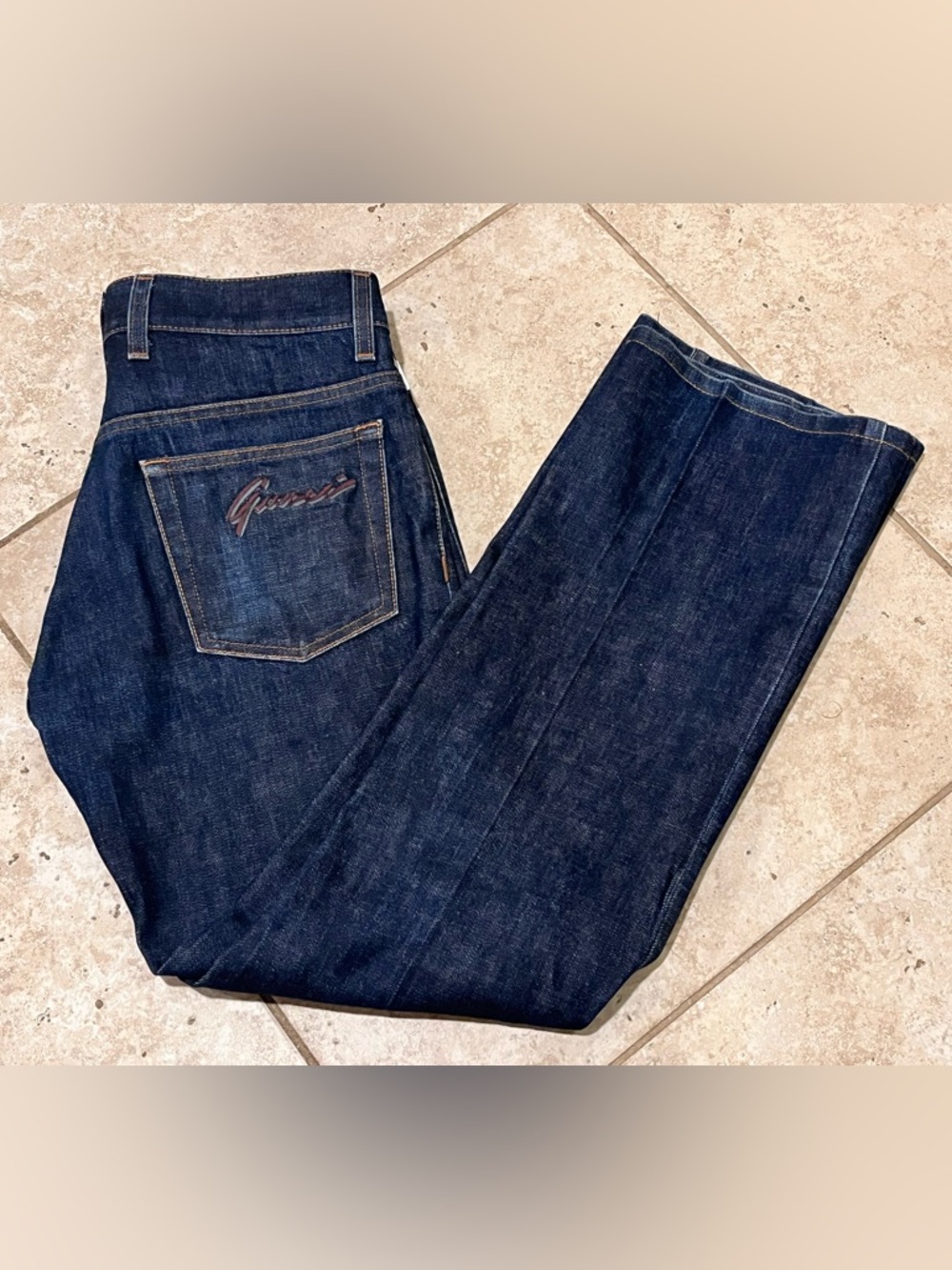 Gucci Men’s 32x29 Cotton Straight Slim Leg Slim Raw Blue Denim Jeans ITALY EUC